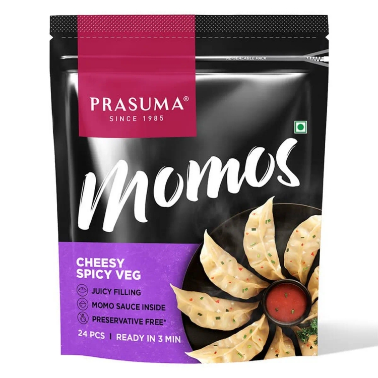 Prasuma Veg Cheese & Spicy Momos 24s