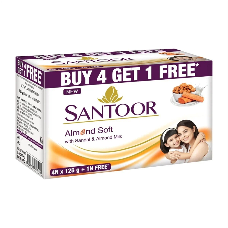 Santoor Soap Sandal & Almond Milk 125g 4s