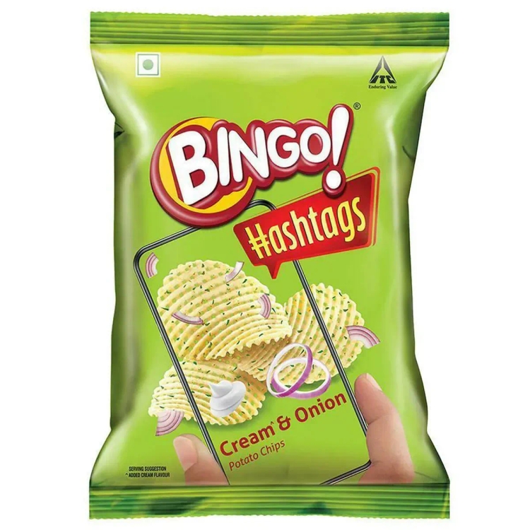 Bingo Hashtags Cream and Onion Potato Chips 58 g