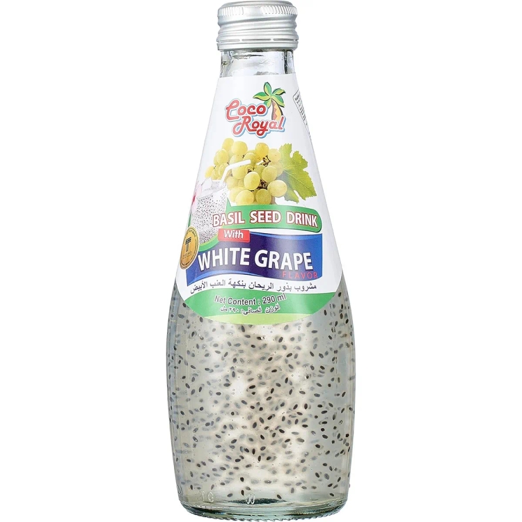 Coco Royal Basil Seed Drink with White Grape Flavor - 290 ml