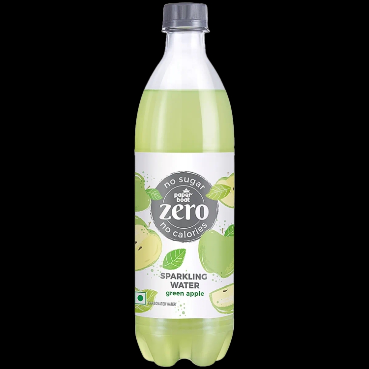 Paper Boat Zero Sparkling Water - Green Apple, 600 ml