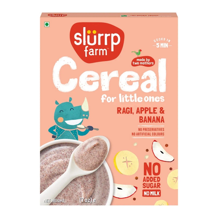 Slurrp Farm No Added Sugar Instant Ragi & Apple Cereal 200g