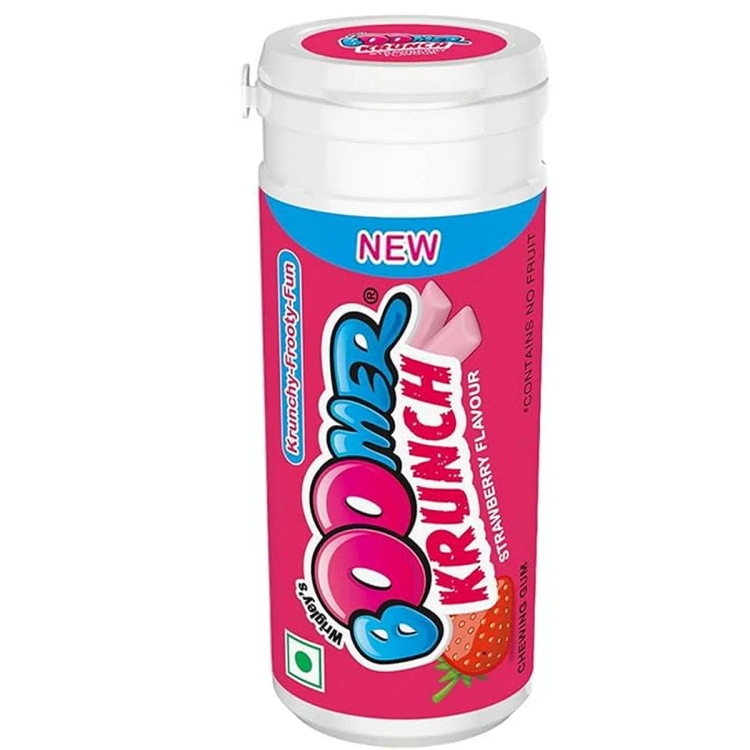 Boomer Krunch Strawberry Flavour Chewing Gum Tube 28.8g