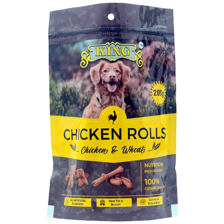 King Pet Food - For Pups & Dogs, Chicken Rolls, 200 g