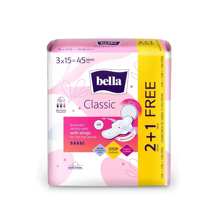 Bella Maxi Drai Wings 15 Pieces Sanitary Pad 2 + 1 Free
