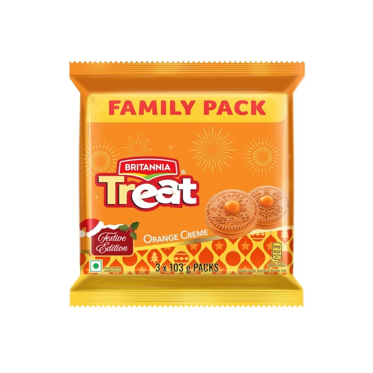 Britannia Treat Orange Creme Sandwich Biscuits 309G