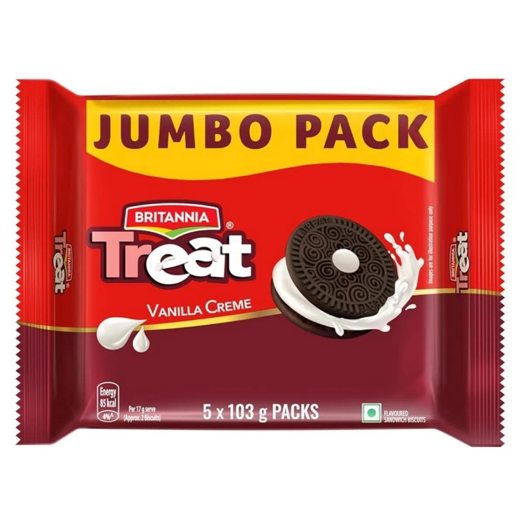 Britannia Treat Vanilla Creme Sandwich Cookies Biscuit 515G