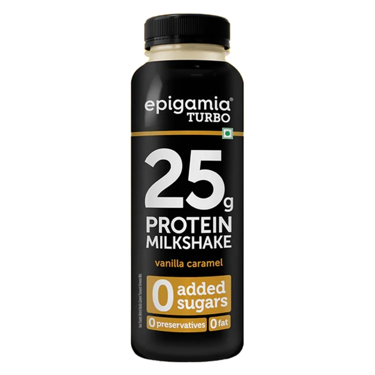 Epigamia Vanilla-Caramel Turbo 25g + Protein Milkshake 250ml