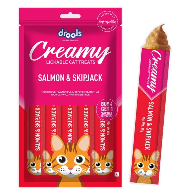 Drools Creamy Lickable Cat Treat Salmon&Skipjack 5 Sticks 75g