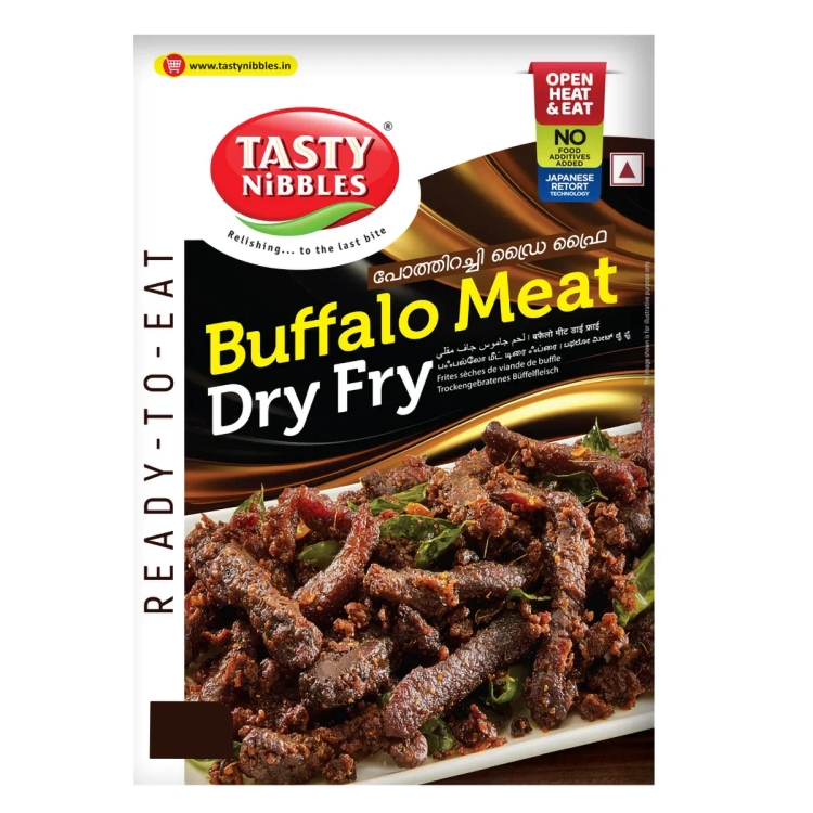 TASTY NIBBLES Ready to Eat Buffalo Meat Dry Fry 150GM Pouch