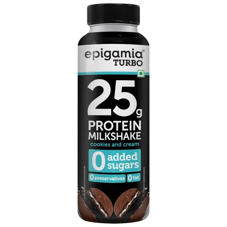 Epigamia Cookies & Cream 25g Protein Bar + Protein Milkshake 250ml
