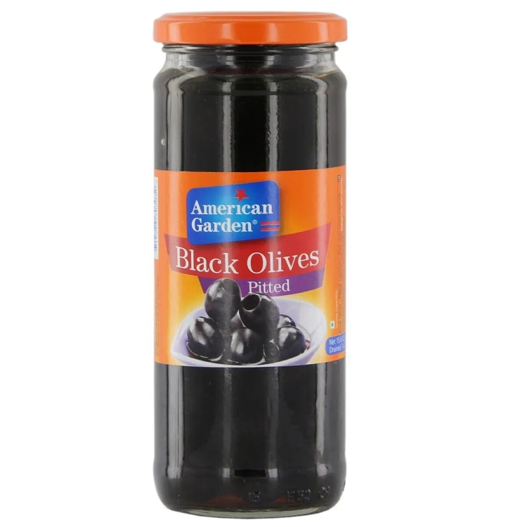 American Garden Black Olives Pitted 450g