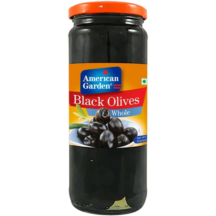 American Garden Black Olives Whole 450Gm