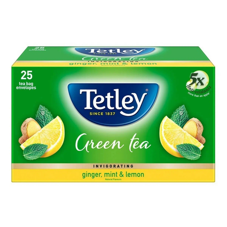 Tata Tetley Green Tea With Ginger Mint And Lemon 25 Tea Bags