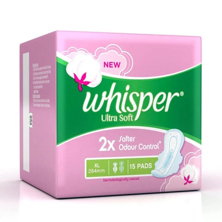 Whisper Sanitary Pad Ultra Soft XL+15s
