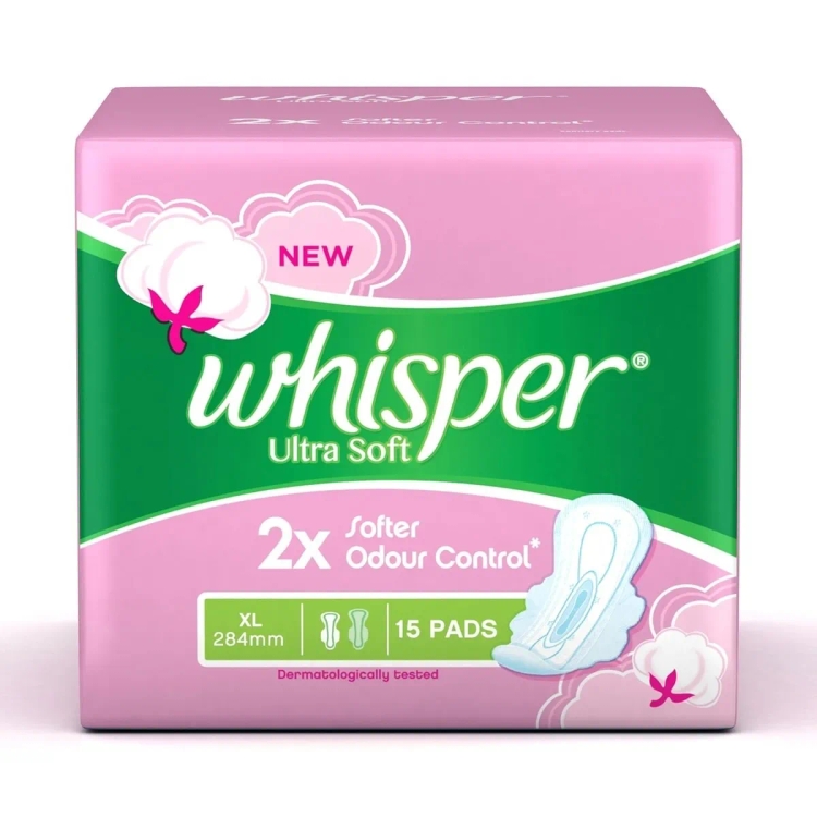Whisper Sanitary Pad Ultra Soft L 15s