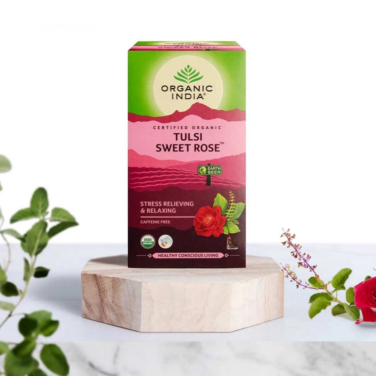 Organic India Tulsi Sweet Rose Herbal Tea 25S