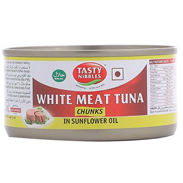 Tasty Nibbles White Meat Tuna Chunks In Sunflower Oil 185g