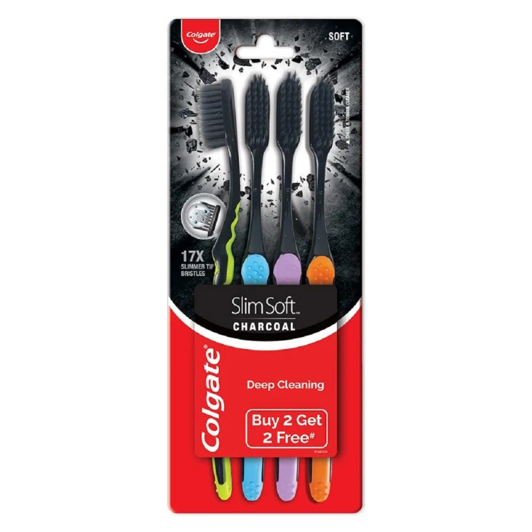 Colgate Tooth brush Slimsoft Charcoal 2+2