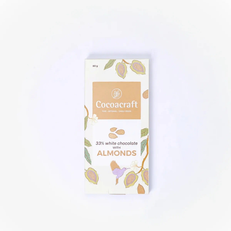 Cocoacraft White Chocolate With Roasted Almonds 80G