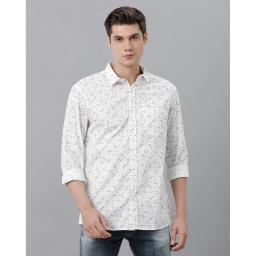 Cortigiani Mens White Printed Casual Shirt