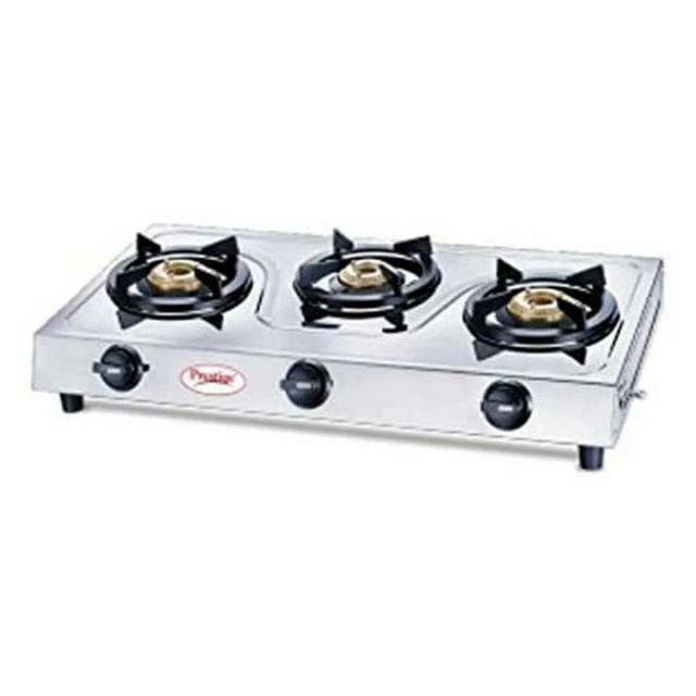 Prestige Prime SS Stainless Steel Manual Gas Stove  (3 Burners)