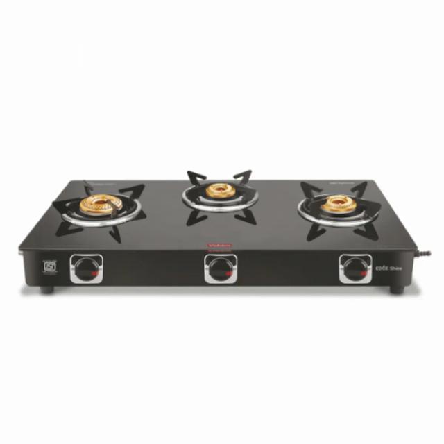 Vidiem Edge Shine 3 Burner Glass Manual Gas Stove  (3 Burners)