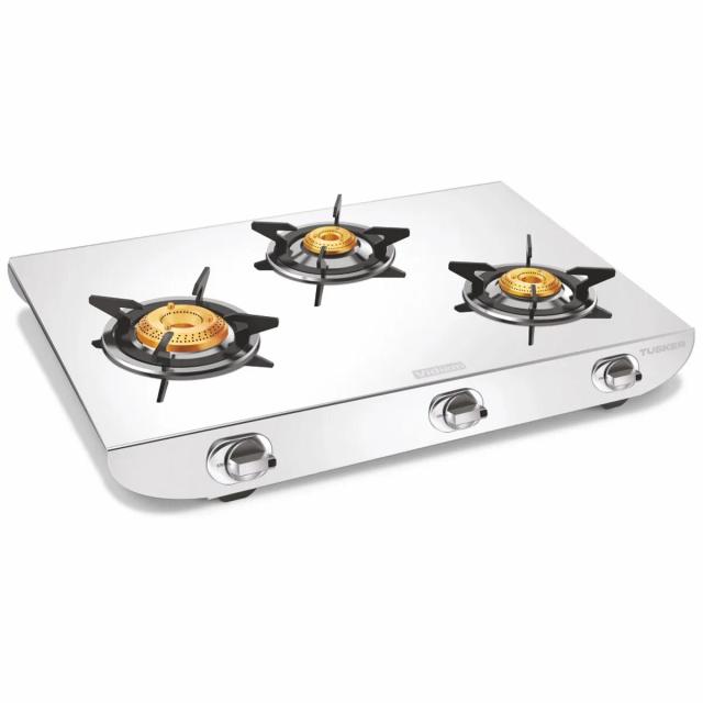 Vidiem Tusker 3 Burner Stainless Steel Manual Gas Stove  (3 Burners)