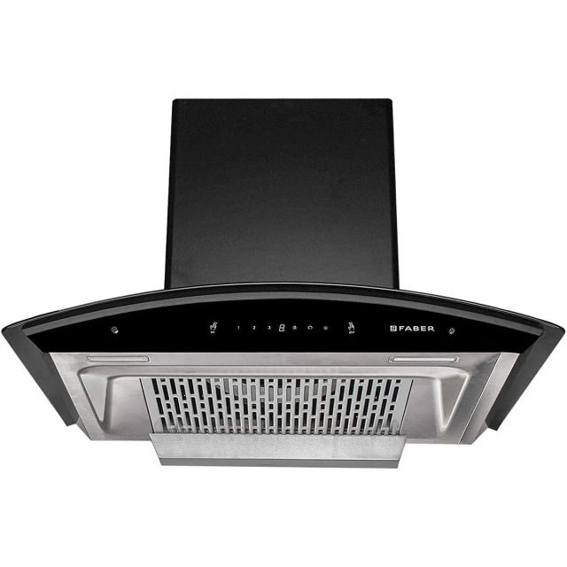 Faber Hood Crest Plus HC SC BK 60  Auto Clean Wall Mounted Chimney  (BK GLASS 1200 CMH)