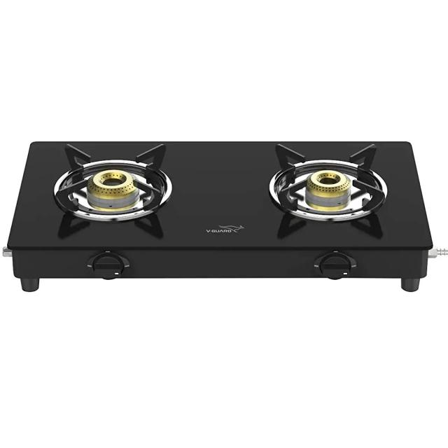 V-Guard Sturdee 2A Glass Top Gas Stove  2 Burner Stainless Steel