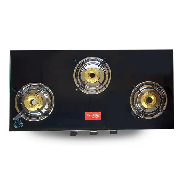 Meenumix GTM3 Glass top Stove SS Frame (3 Burner)