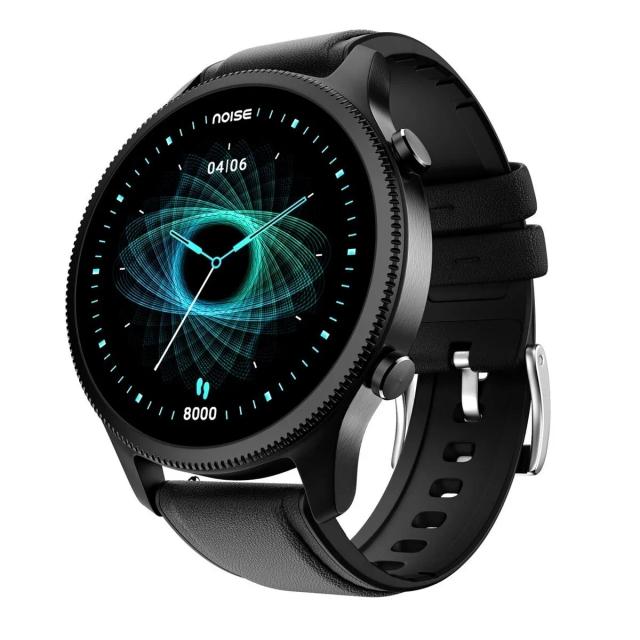 Noise Fit Halo 1.43" AMOLED Display Smart Watch,Leather Classic Black