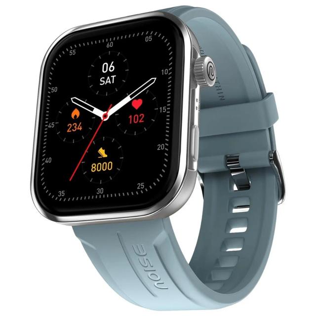 Noise ColorFit Pro 5 Max 1.96" AMOLED Display Smart Watch,Silver Blue