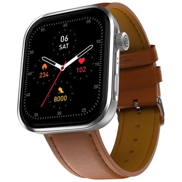 Noise ColorFit Pro 5 Max 1.96" AMOLED Display Smart Watch, Silver Brown