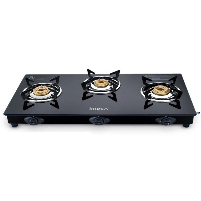 Impex IGS 1213M NEO Glass Top Manual Gas Stove (3 Burners)