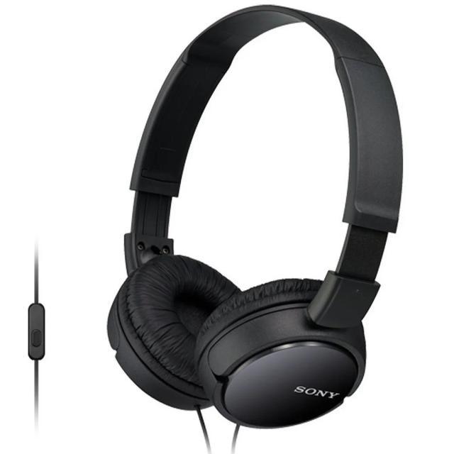 Sony MDR-ZX110AP Wired On-Ear Headphones with Mic (Black)