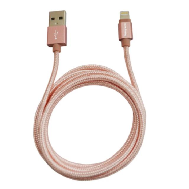 Honeywell USB 2.0 To Lightning Cable, Nylon-Braided, 1.2 M (Rose Gold)