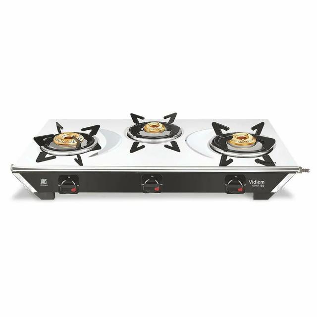 Vidiem Viva Pro Stainless Steel Manual Gas Stove  (3 Burners)